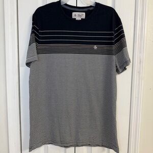 ✨Penguin Striped T-Shirt Crew Neck Short‎ Sleeve Casual Top Mens XL
